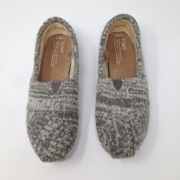 Toms Shoes - Toms Knit Faux Fur Slip-On 8.5 Indoor Outdoor Flat